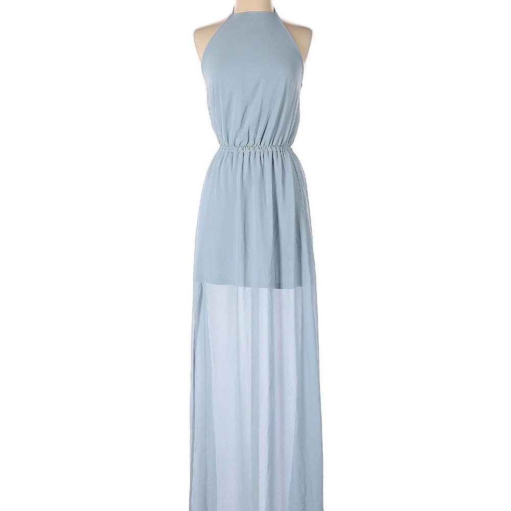 Heather Halter Maxi Dress - Sky Blue